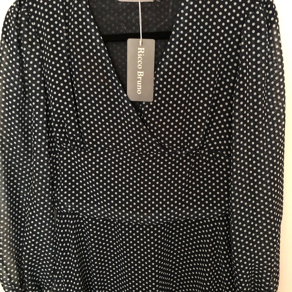 Black and white polka dot midi dress